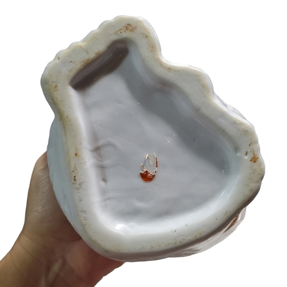 Vtg Mom and baby Kitty Cat planter ceramic high-gloss gree blue eyes - Picture 8 of 10